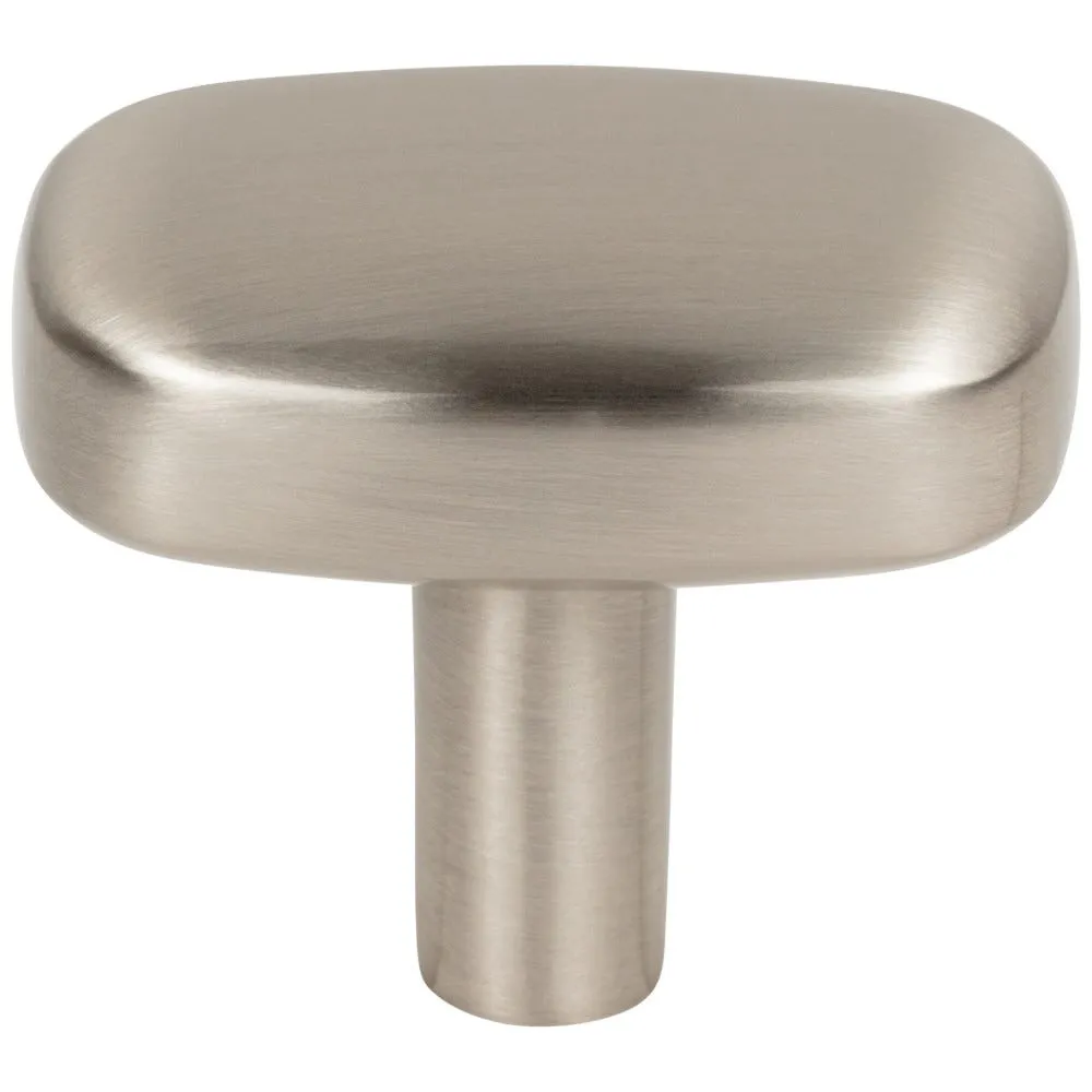 1-1/2" Rounded Rectangle Overall Length Satin Nickel Loxley Cabinet Knob