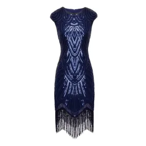 1920s Fringe Flapper Dress - Royal Blue - Hire