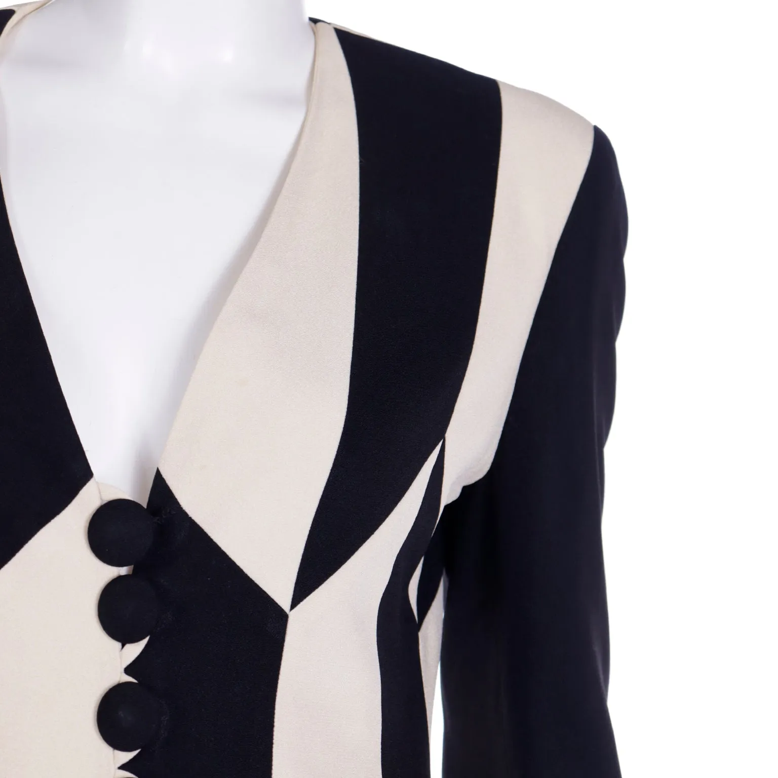 1990s Franco Moschino Vintage Cheap & Chic Black & Cream Stripe Jacket