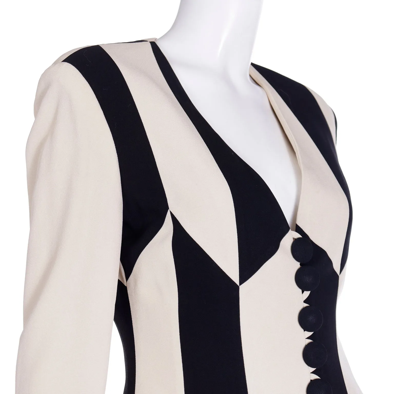 1990s Franco Moschino Vintage Cheap & Chic Black & Cream Stripe Jacket