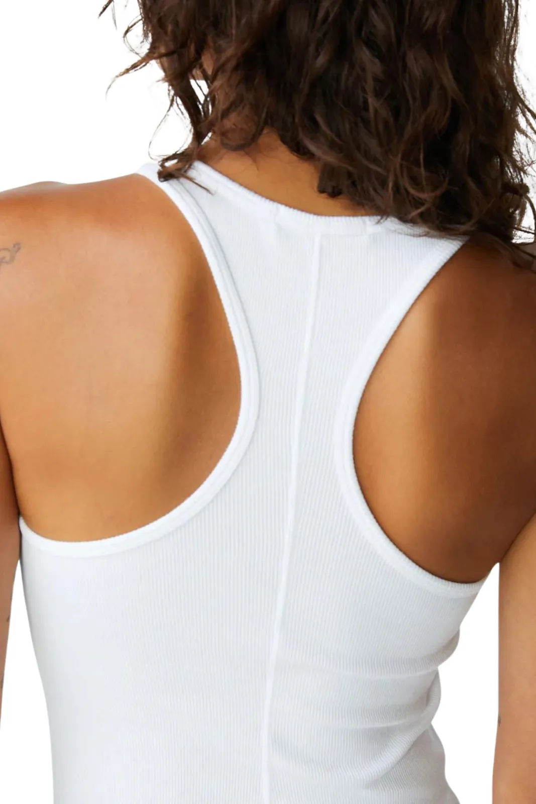 2x1 Rib Racerback Tank White