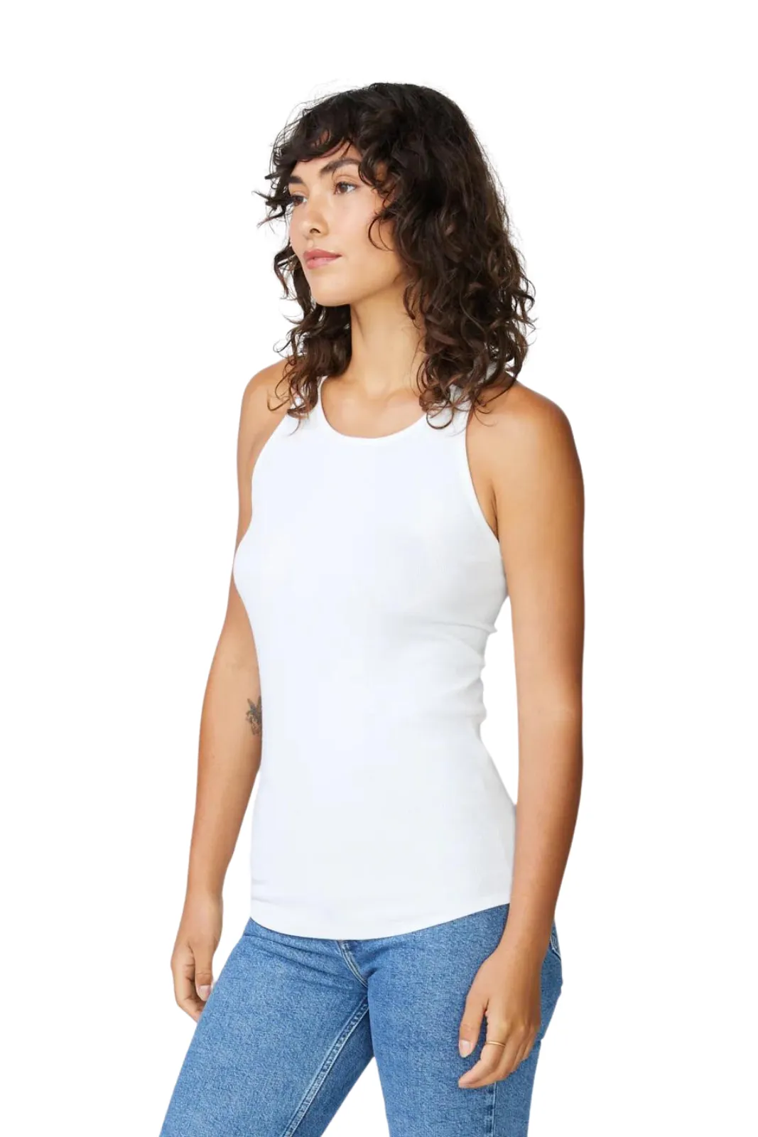 2x1 Rib Racerback Tank White