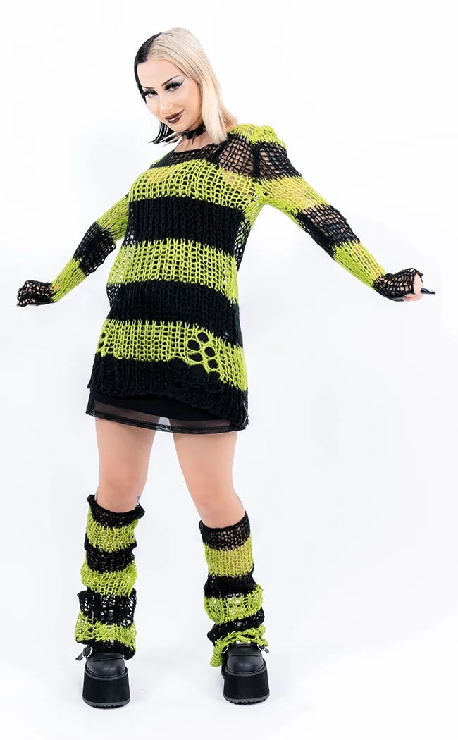 Acid Bath Leg Warmers | Black & Green