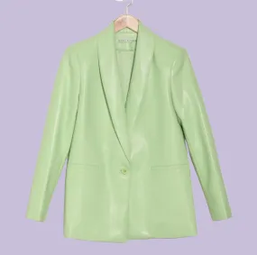 Alice   Olivia Denny Faux Leather Shawl Collar Blazer in Pistachio