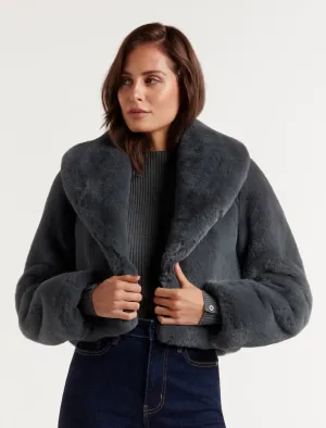 Amera Crop Faux Fur Coat