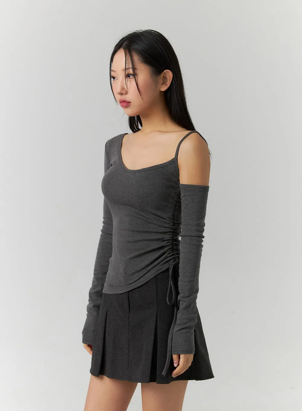 Asymmetrical Neck Cut-Out Long Sleeve Tee CD304