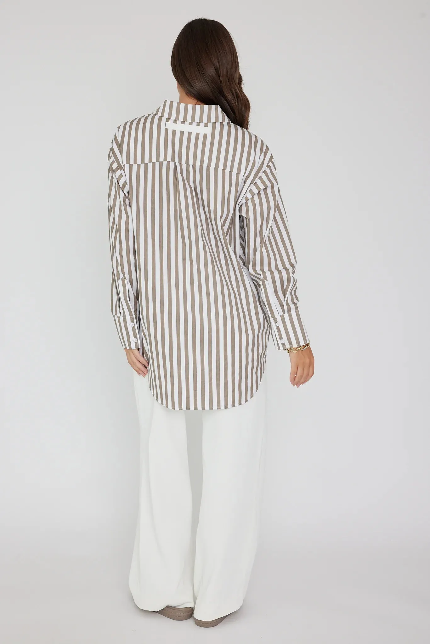 AUSTIN Taupe Stripe Shirt