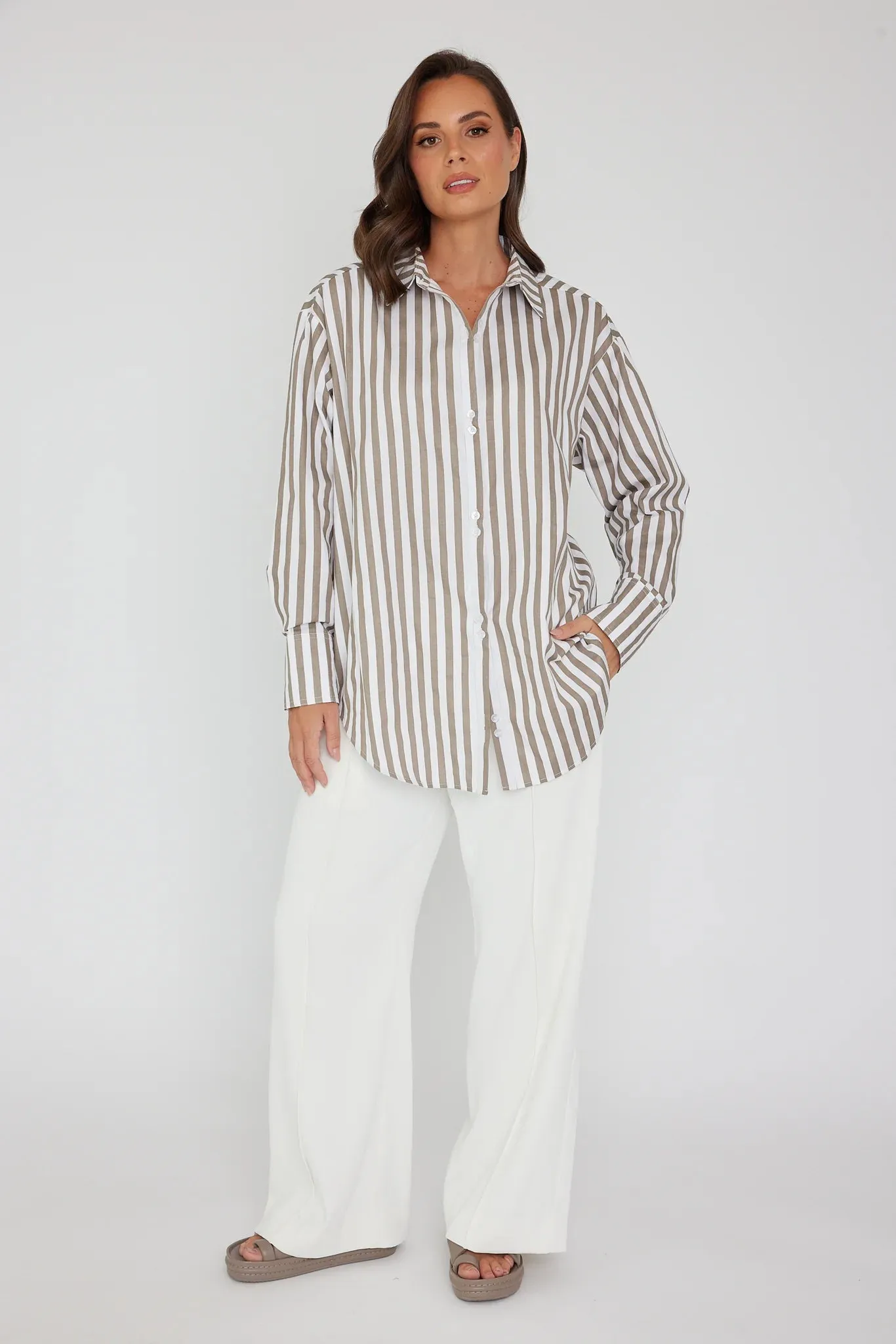 AUSTIN Taupe Stripe Shirt