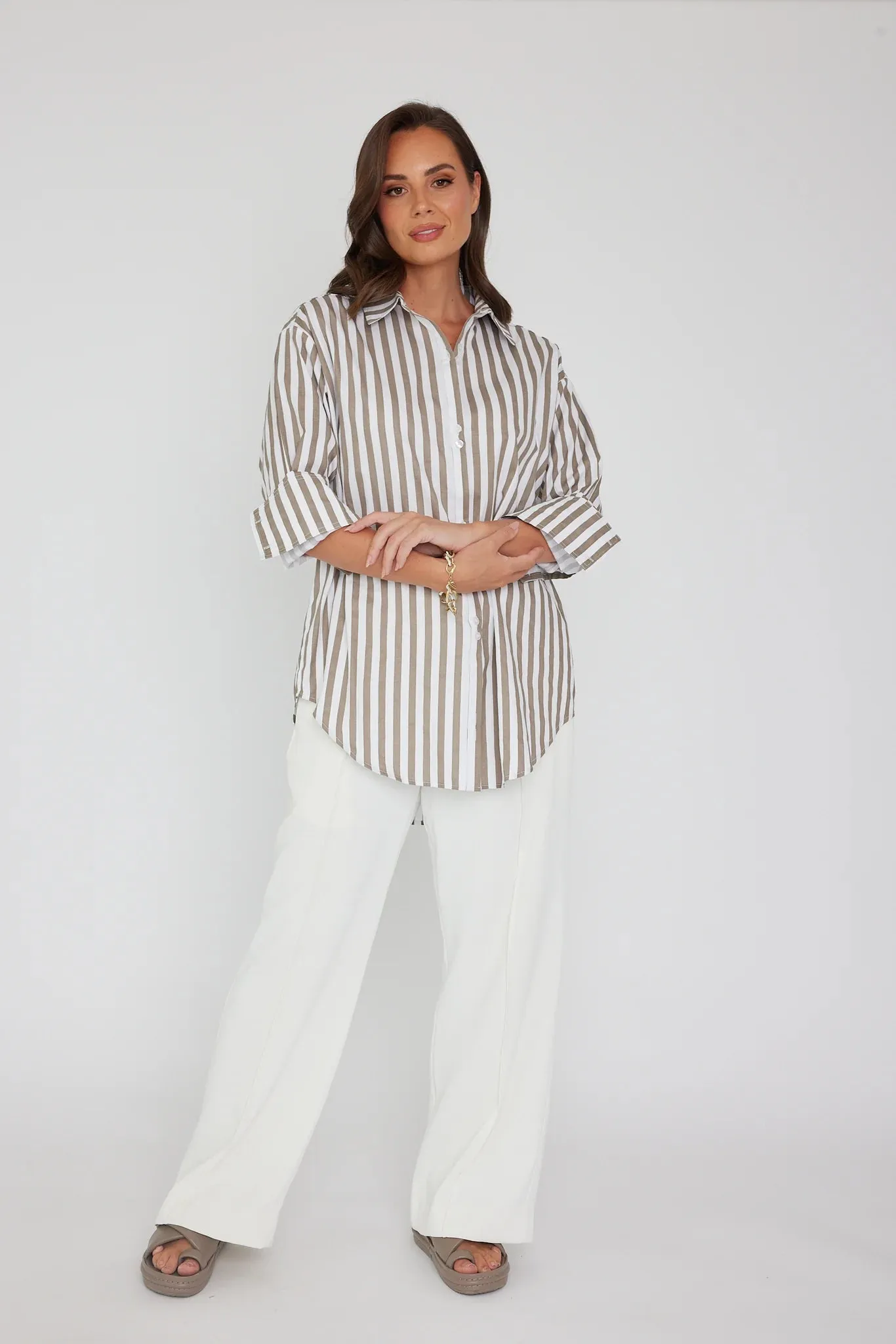 AUSTIN Taupe Stripe Shirt