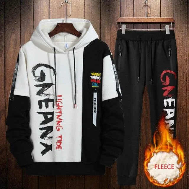 Autumn Men Set Tracksuit Mens Hoodies Sweatshirts Sweatpants Track Suit Streetwear Hip Hop Casual Sports Suit