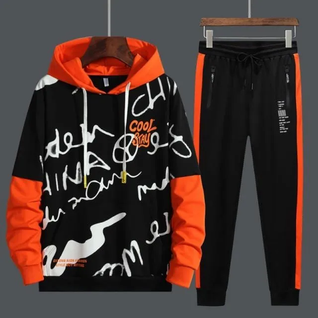 Autumn Men Set Tracksuit Mens Hoodies Sweatshirts Sweatpants Track Suit Streetwear Hip Hop Casual Sports Suit