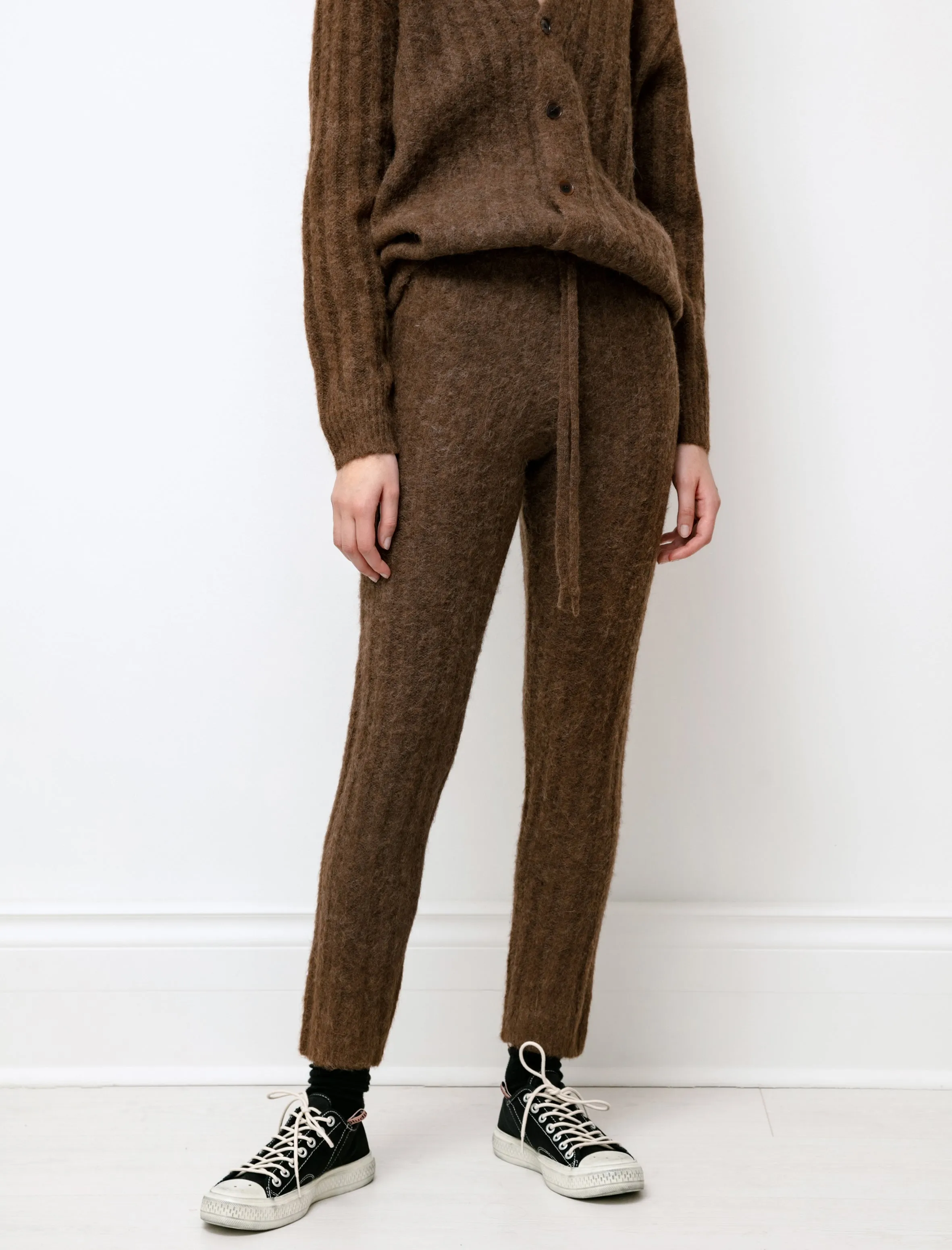 Baby Alpaca Wool Rib Pants Brown