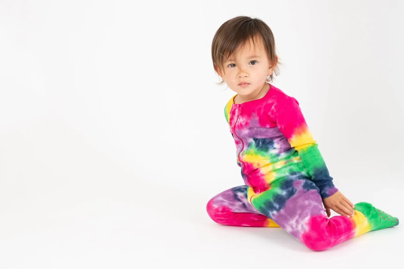 Baby Footed Swirl Tie Dye Cotton Pajamas