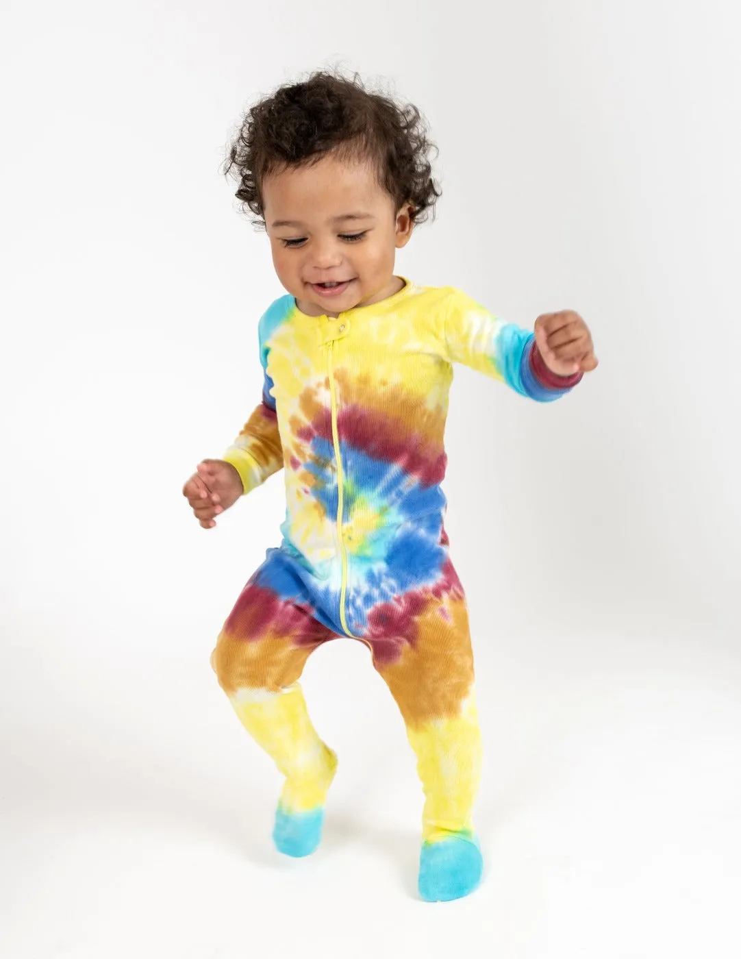 Baby Footed Swirl Tie Dye Cotton Pajamas