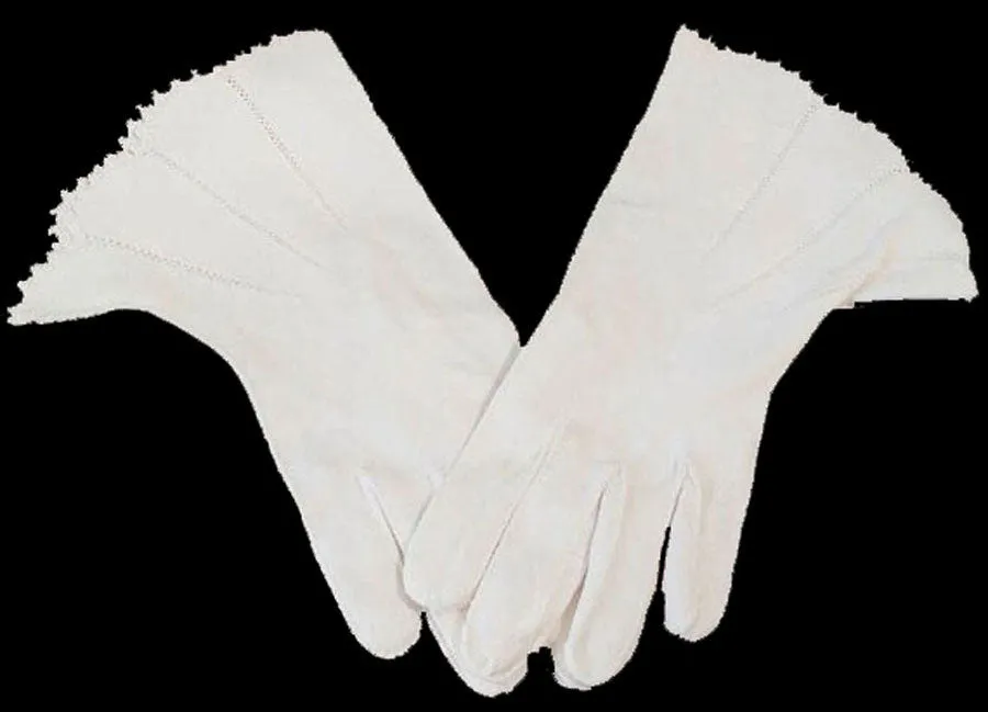 BEAUTIFUL VINTAGE '50s / '60s CREAM FAGOTING GAUNTLET GLOVES WITH EMBROIDERY