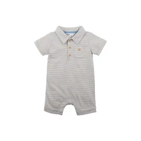 Bebe Baby Dino Stripe Polo Romper - Kai Stripe