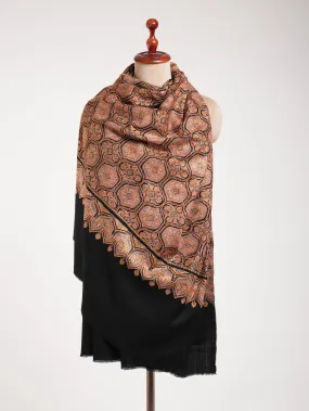 Black All Over Embroidered Kashmiri Pashmina Jamavar Shawl