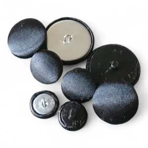 Black Satin Covered Buttons - Choice of Button Sizes