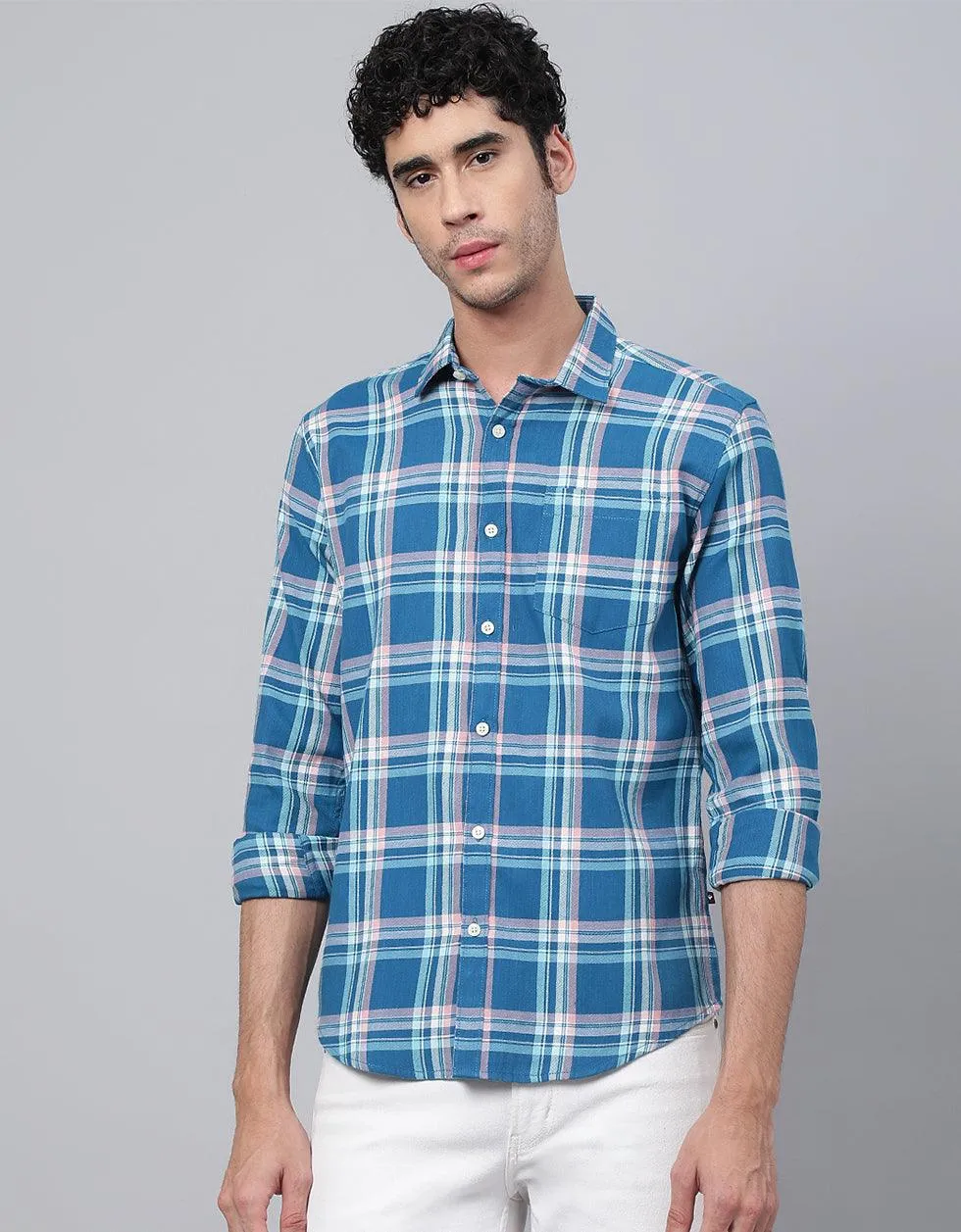 Blue Checks Printed Shirt