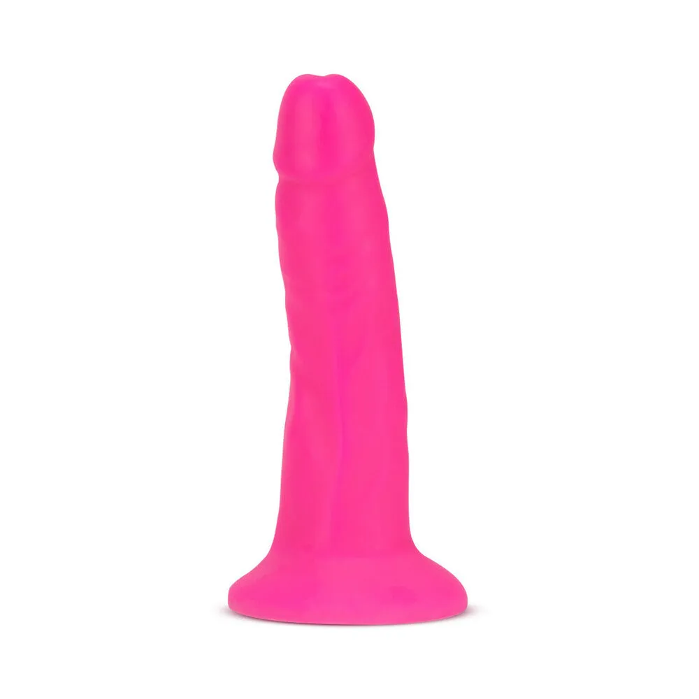 Blush Neo Elite 6 in. Silicone Dual Density Dildo with Suction Cup Neon Pink