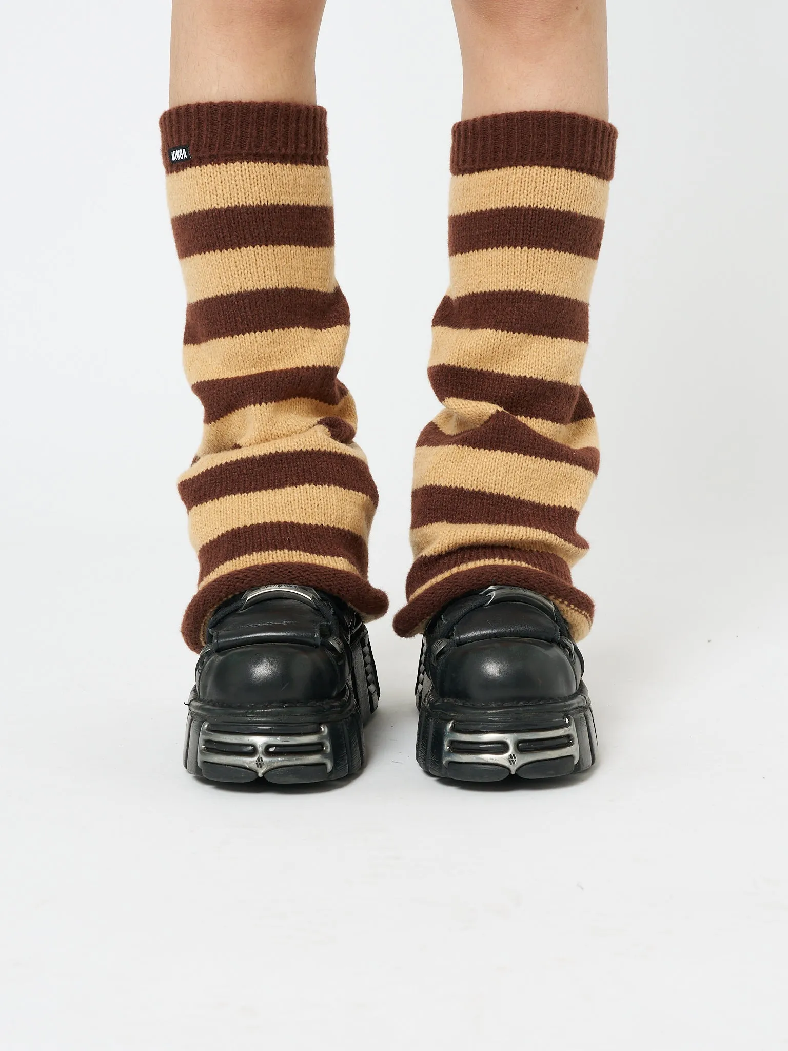 Brown & Honey Striped Flare Leg Warmers