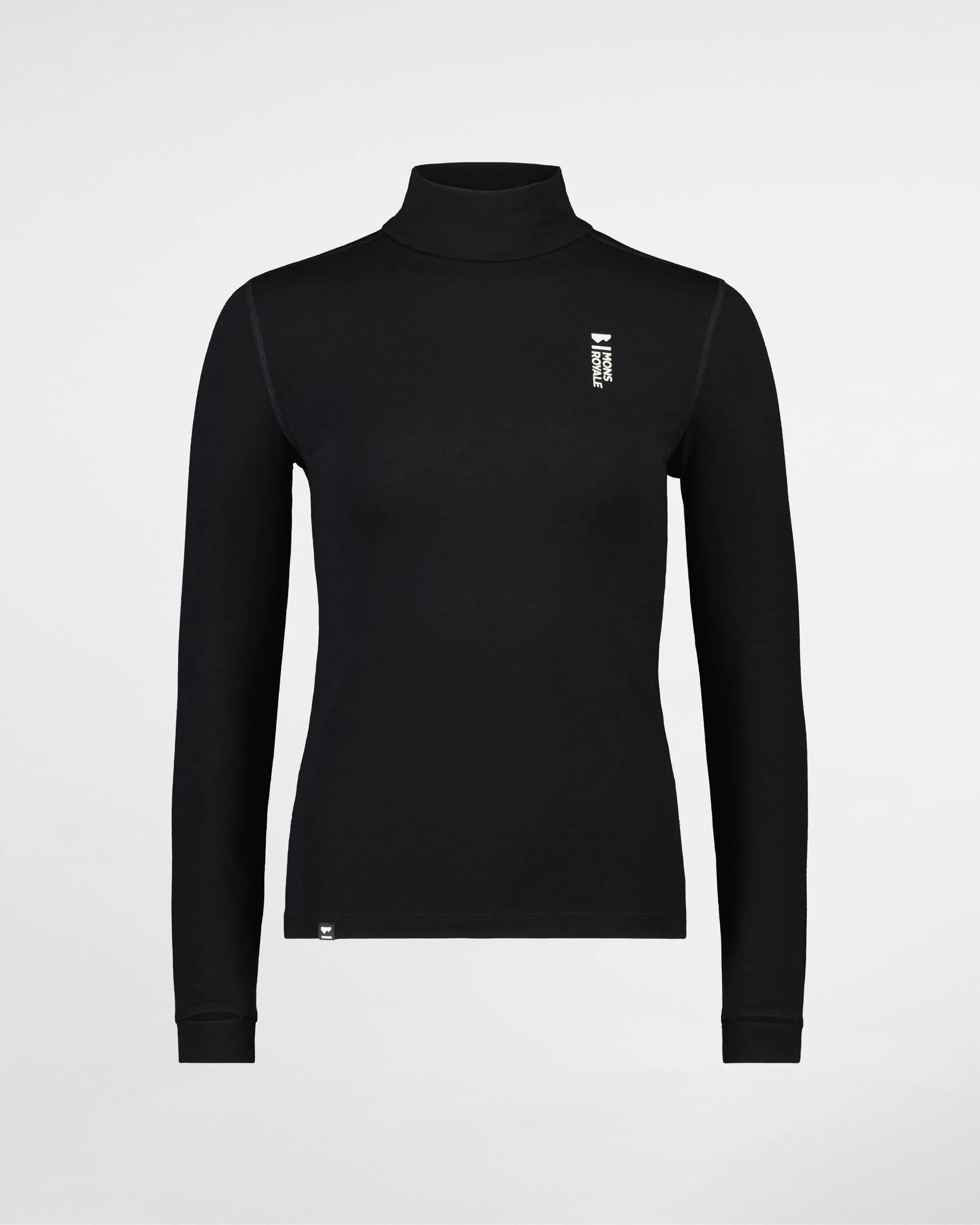 Cascade Merino Base Layer Mock Neck Long Sleeve - Black