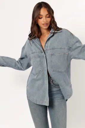 Cassie Oversized Denim Shacket - Blue