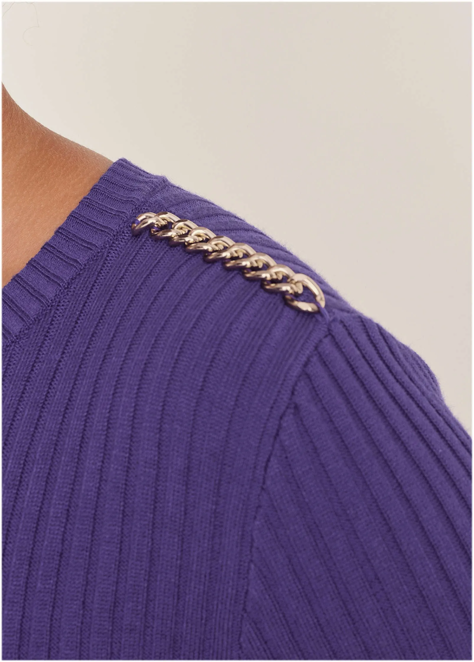 Chain Detail Sweater Dress - Deep Blue