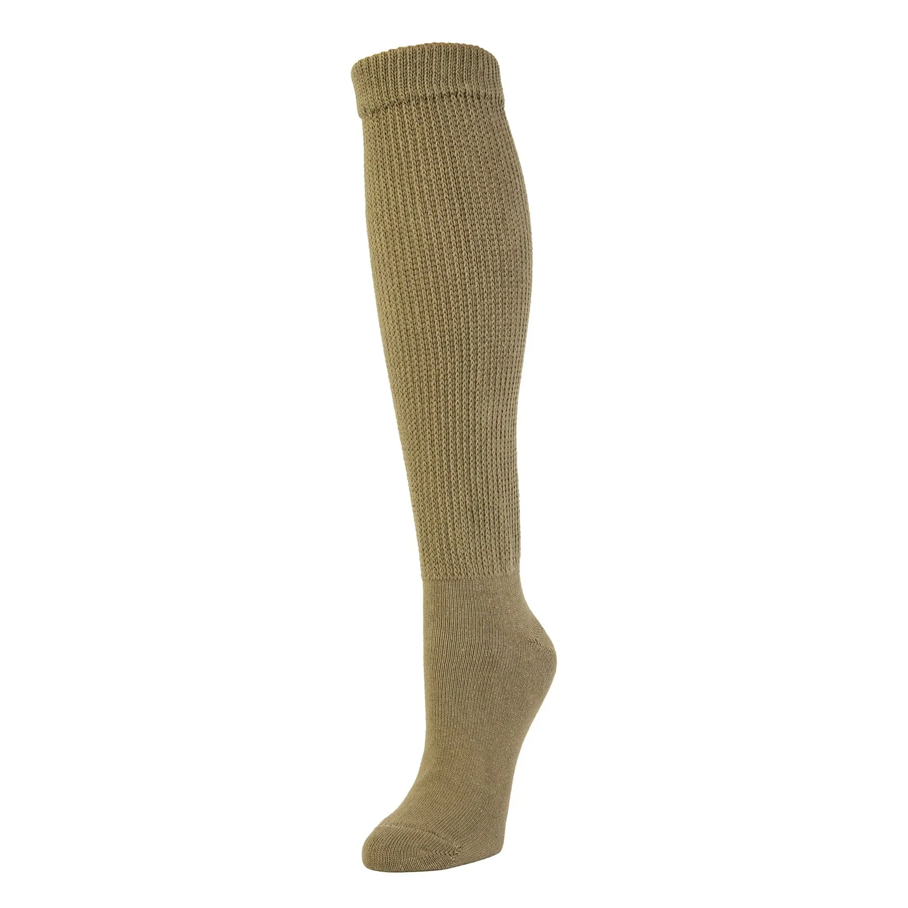 Chunky Knit Organic Cotton Slouch Knee Socks - Olivine