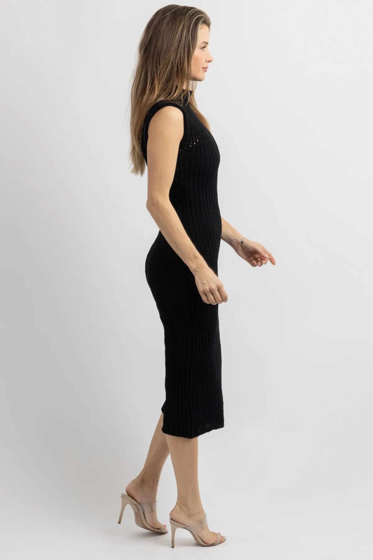 CLASSIC CHENILLE BLACK MAXI DRESS