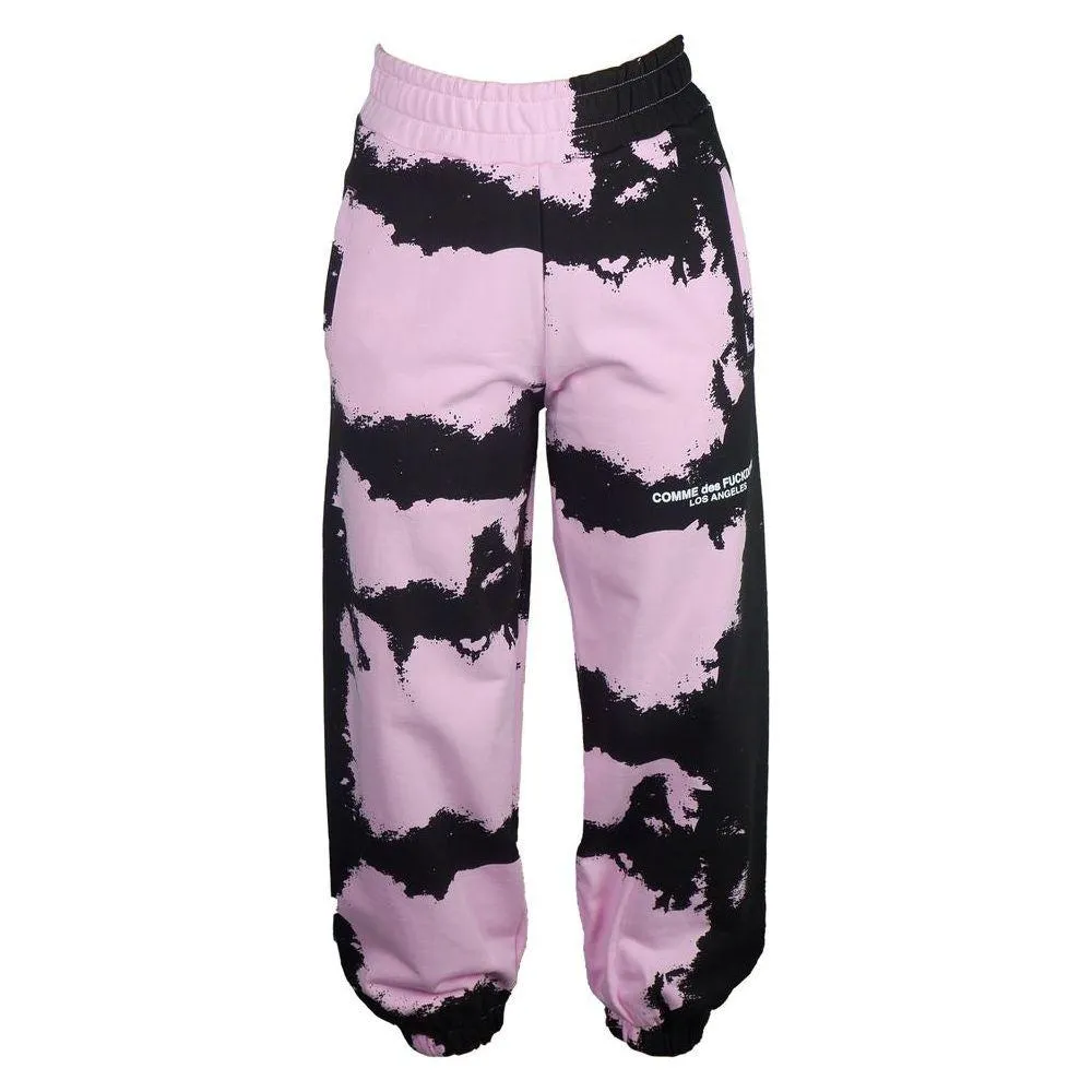 Comme Des Fuckdown Chic Pink Print Cotton Track Pants