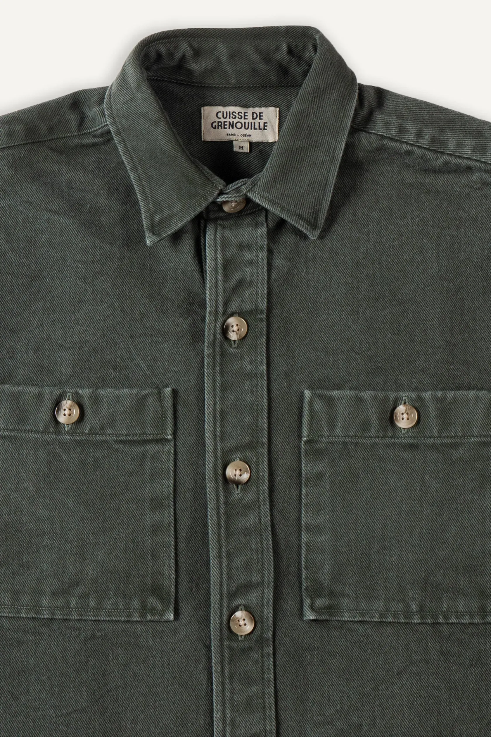 Cuisse de Grenouille Khaki Green Washed Paris Over Shirt