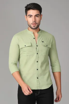 Deep Light Green linen Plain Shirt