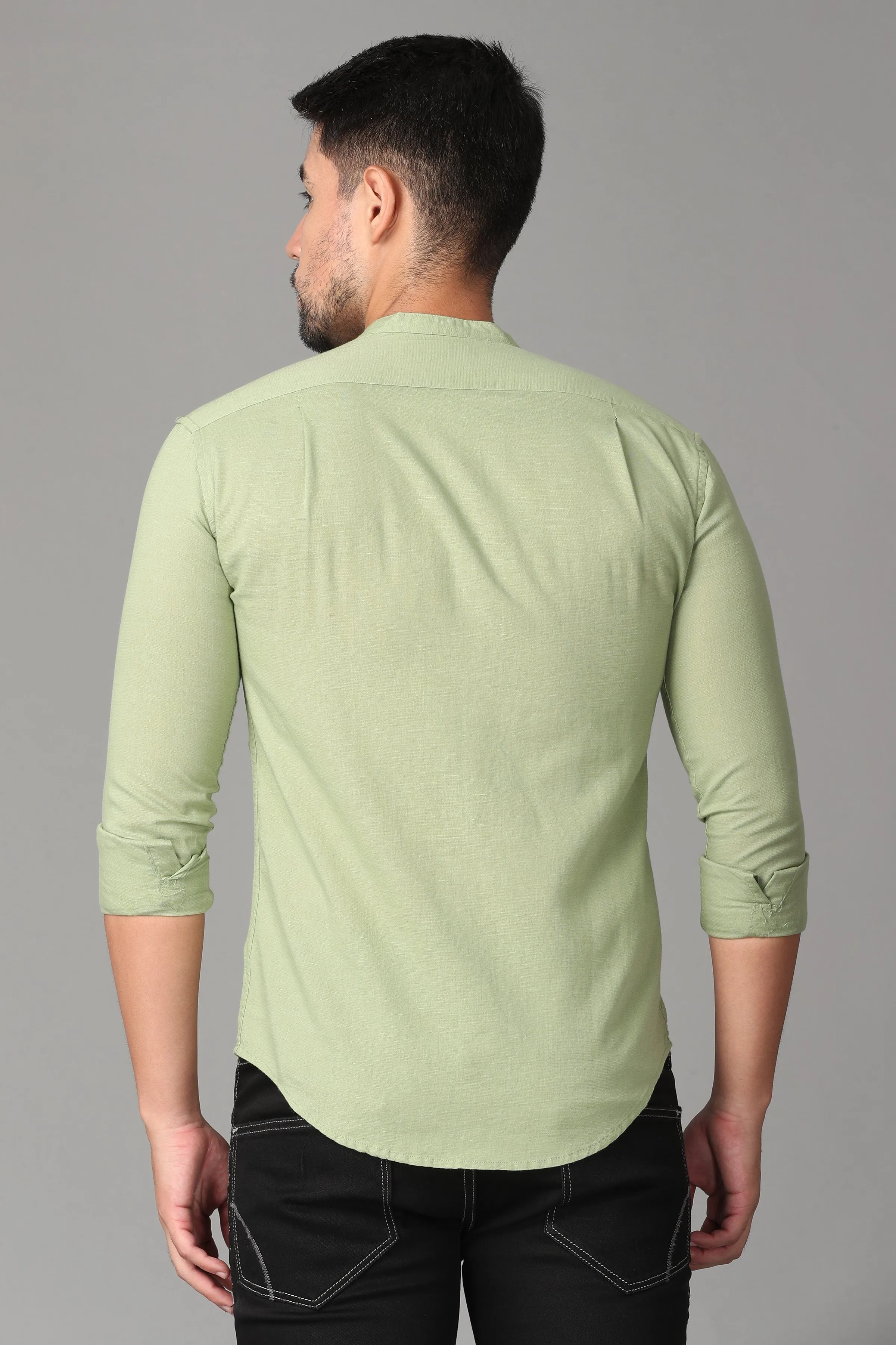 Deep Light Green linen Plain Shirt