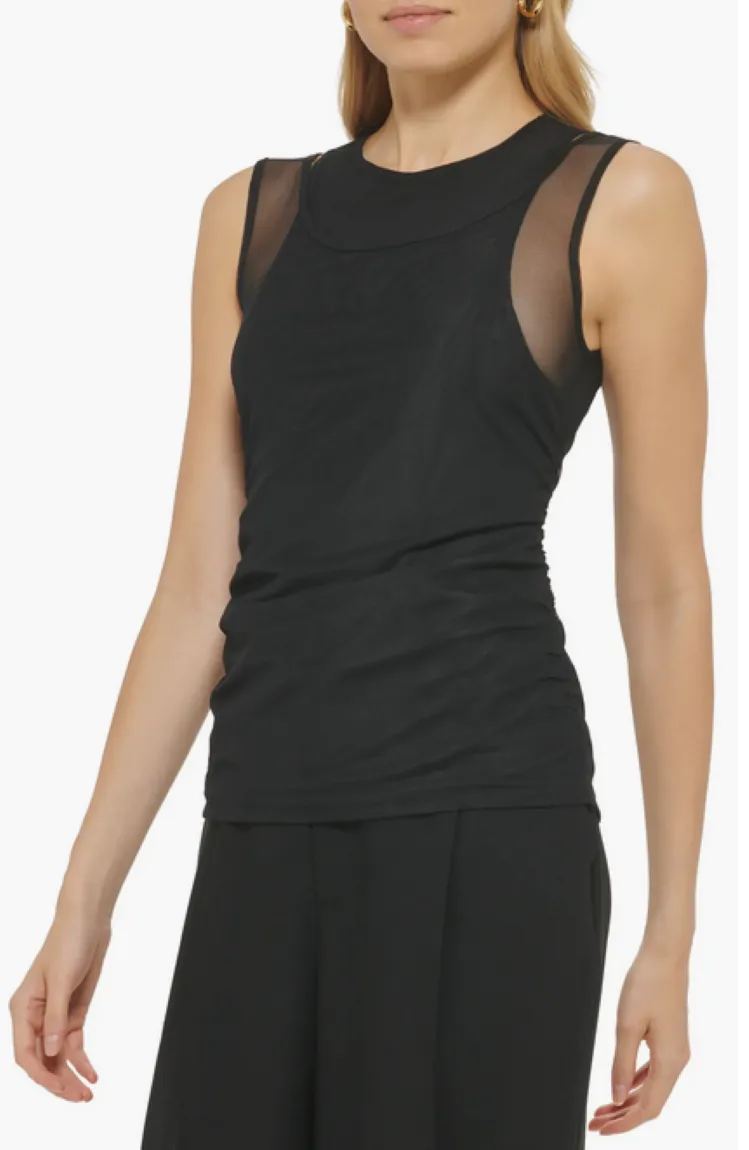 DKNY Double Layer Mesh Tank Top