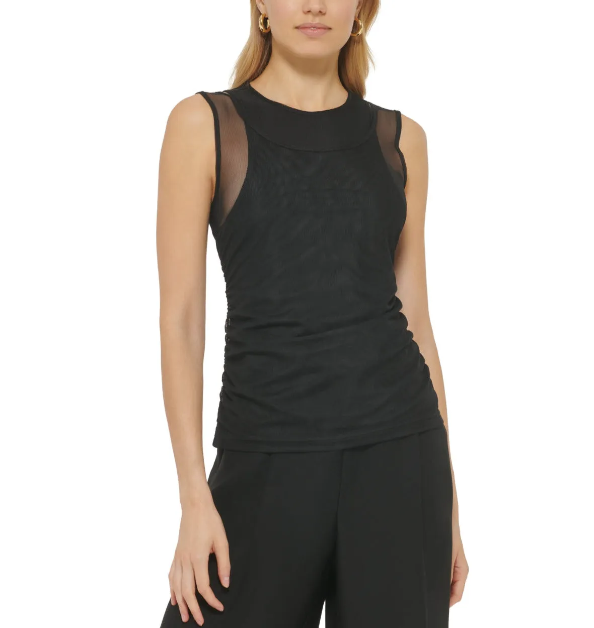 DKNY Double Layer Mesh Tank Top