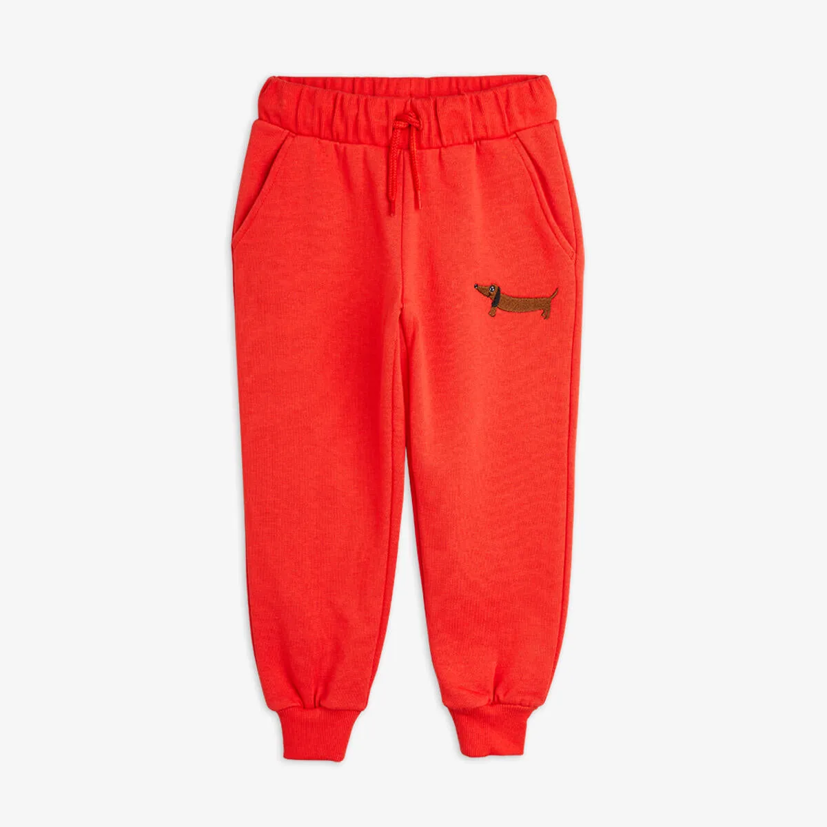 Dog Embroidered Sweatpants - Red