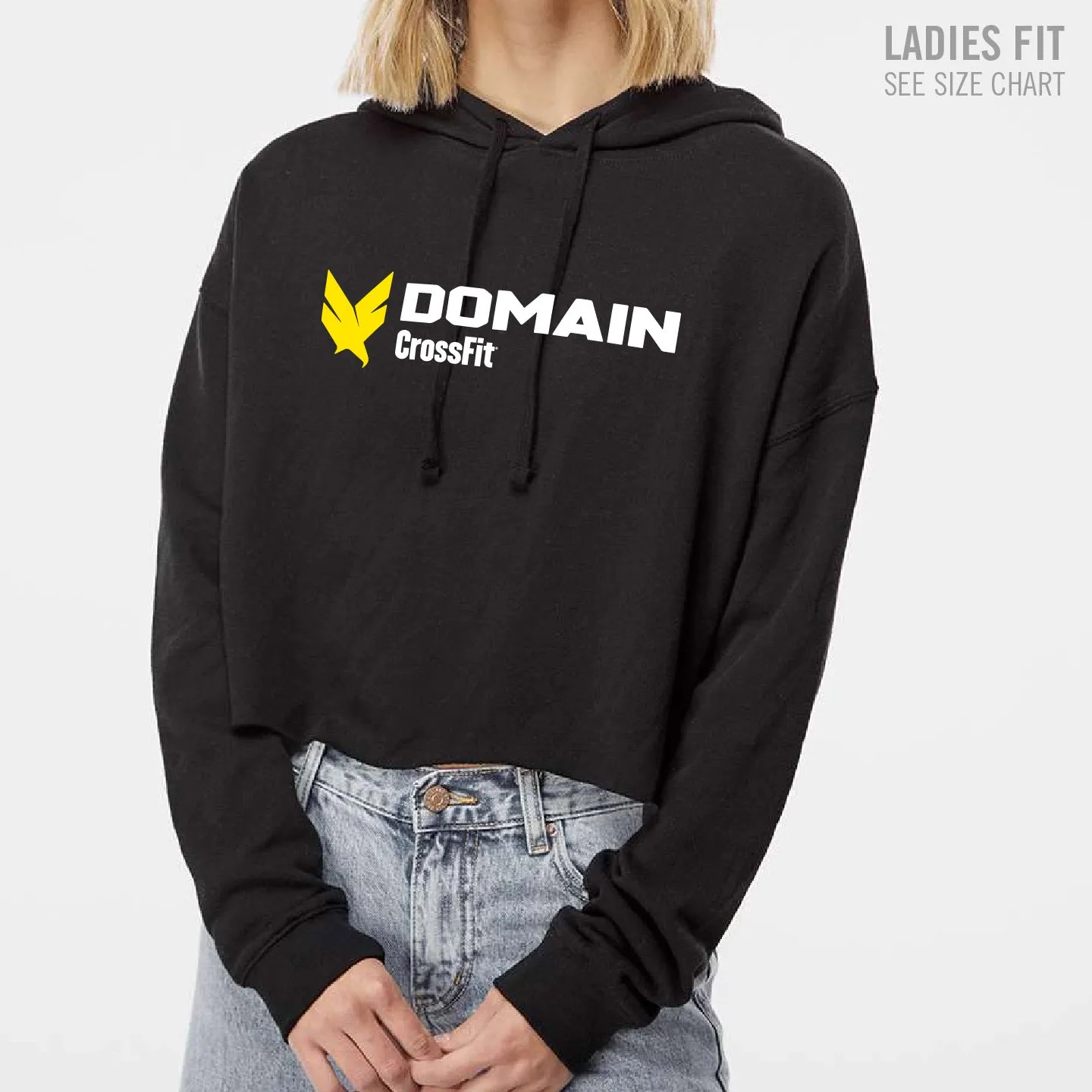 Domain Crossfit Logo Ladies Cropped Hoodie (DCT001-AFX64CRP)