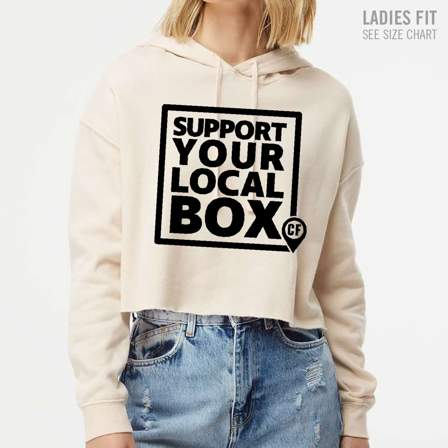 Domain Crossfit Support Local Ladies Cropped Hoodie (DCT006-AFX64CRP)