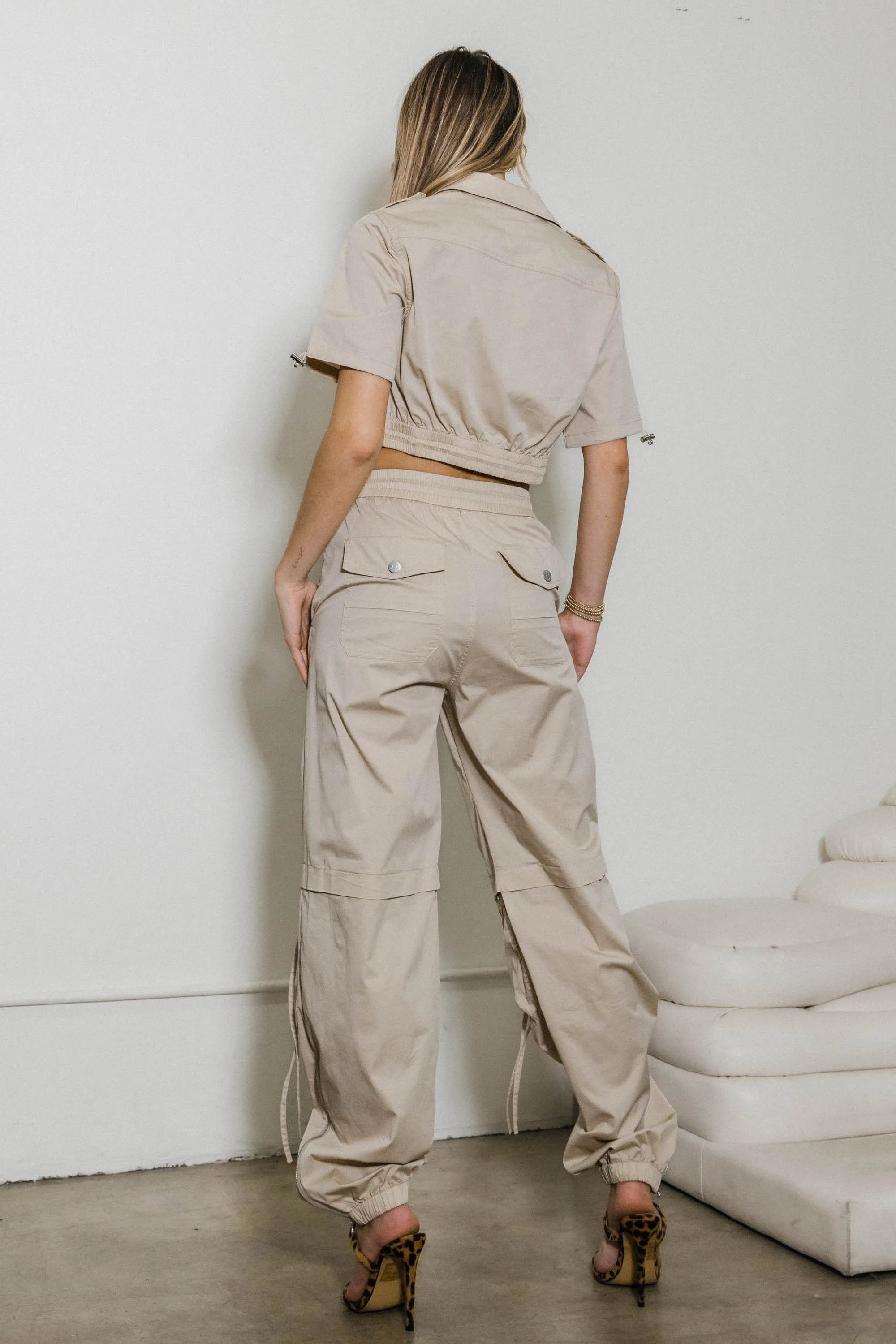 Elastic Waist Band Baggy Cargo Pants