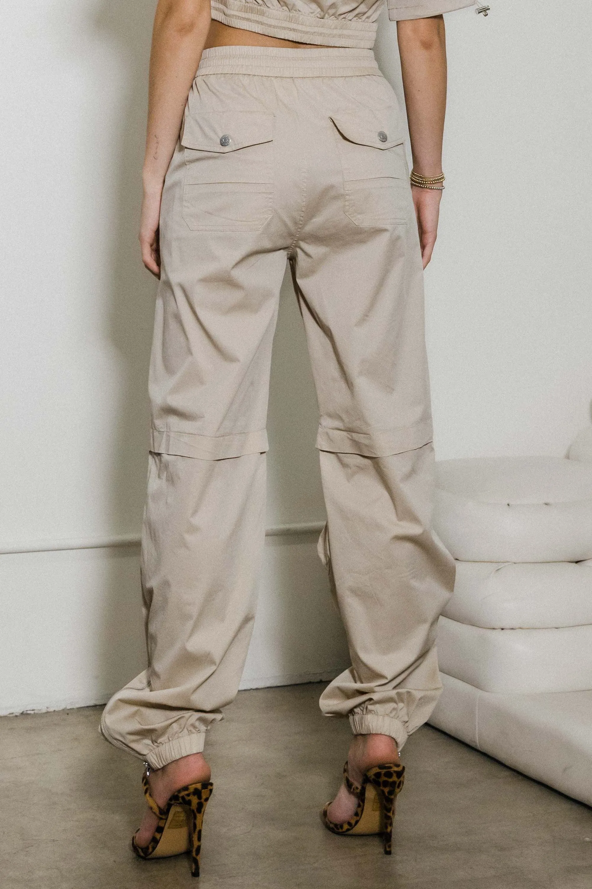 Elastic Waist Band Baggy Cargo Pants