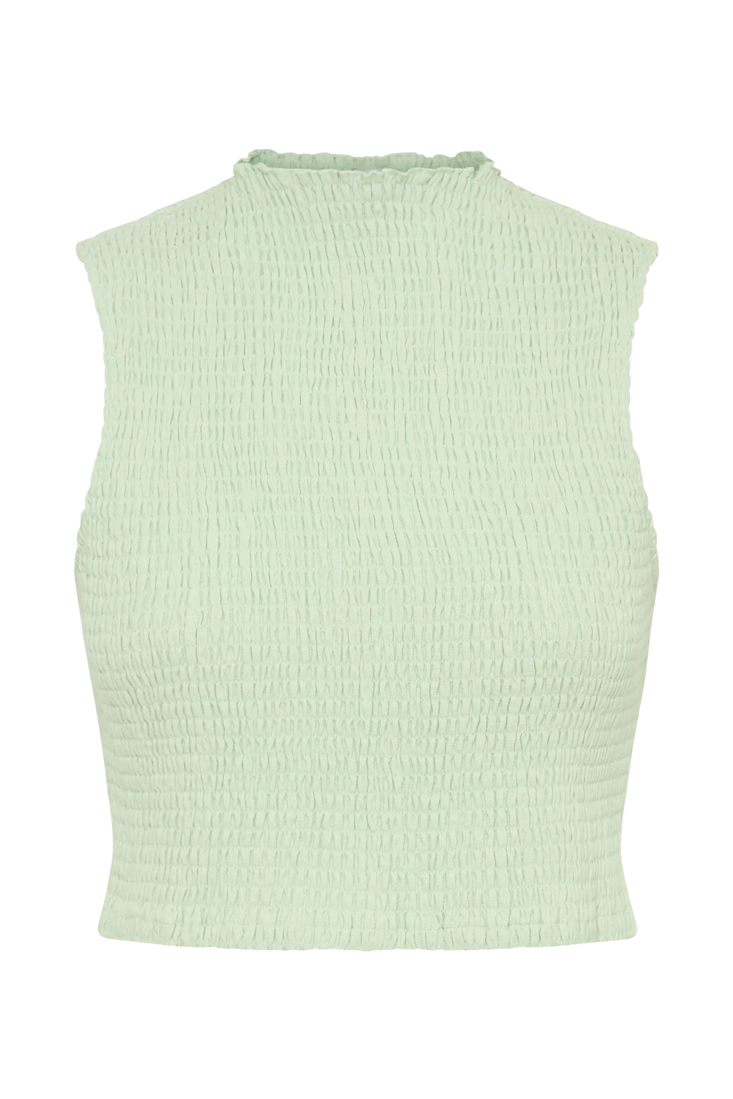 Emanuelle Sleeveless Linen Shirring Top - Mint