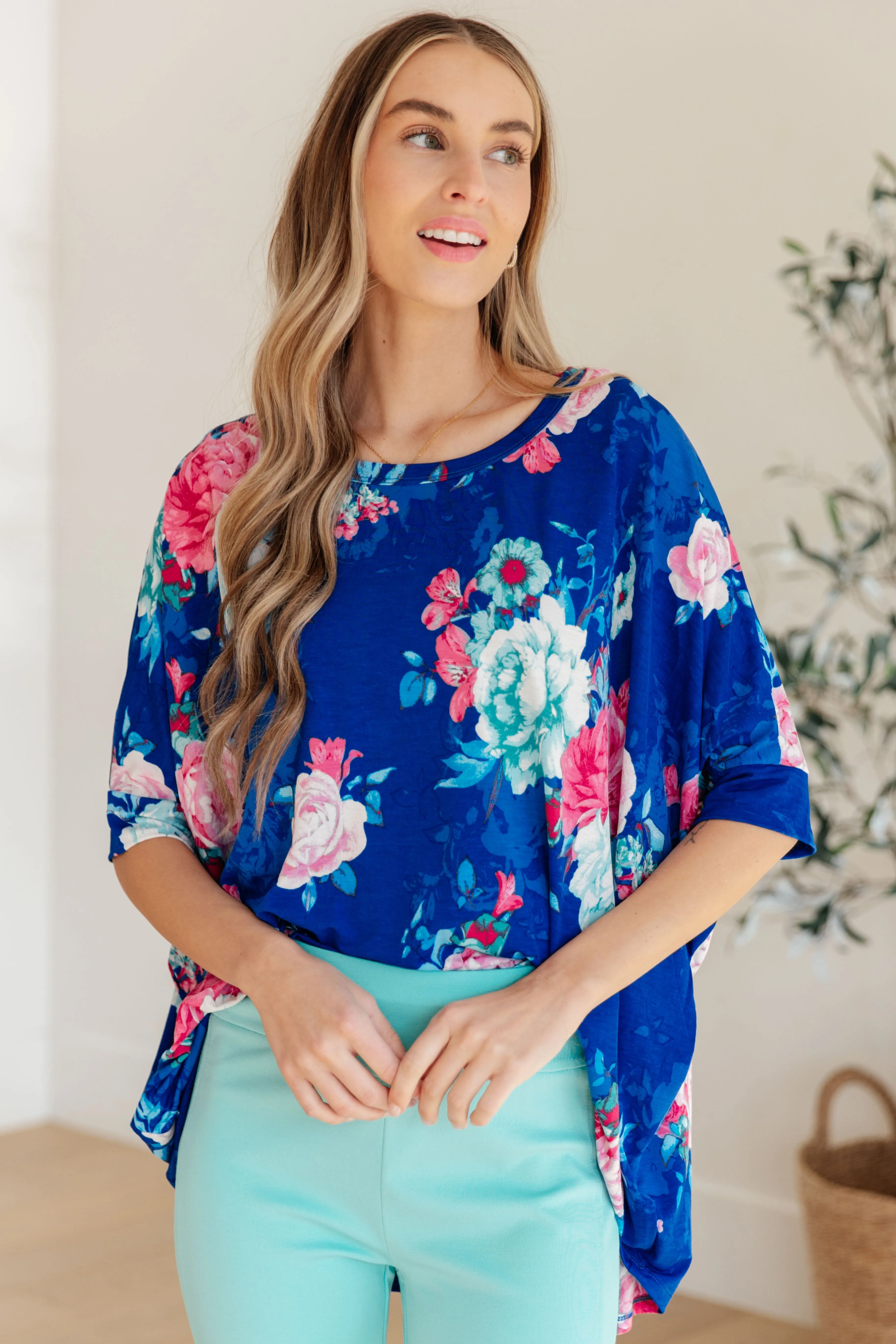 Essential Blouse in Royal and Pink Floral