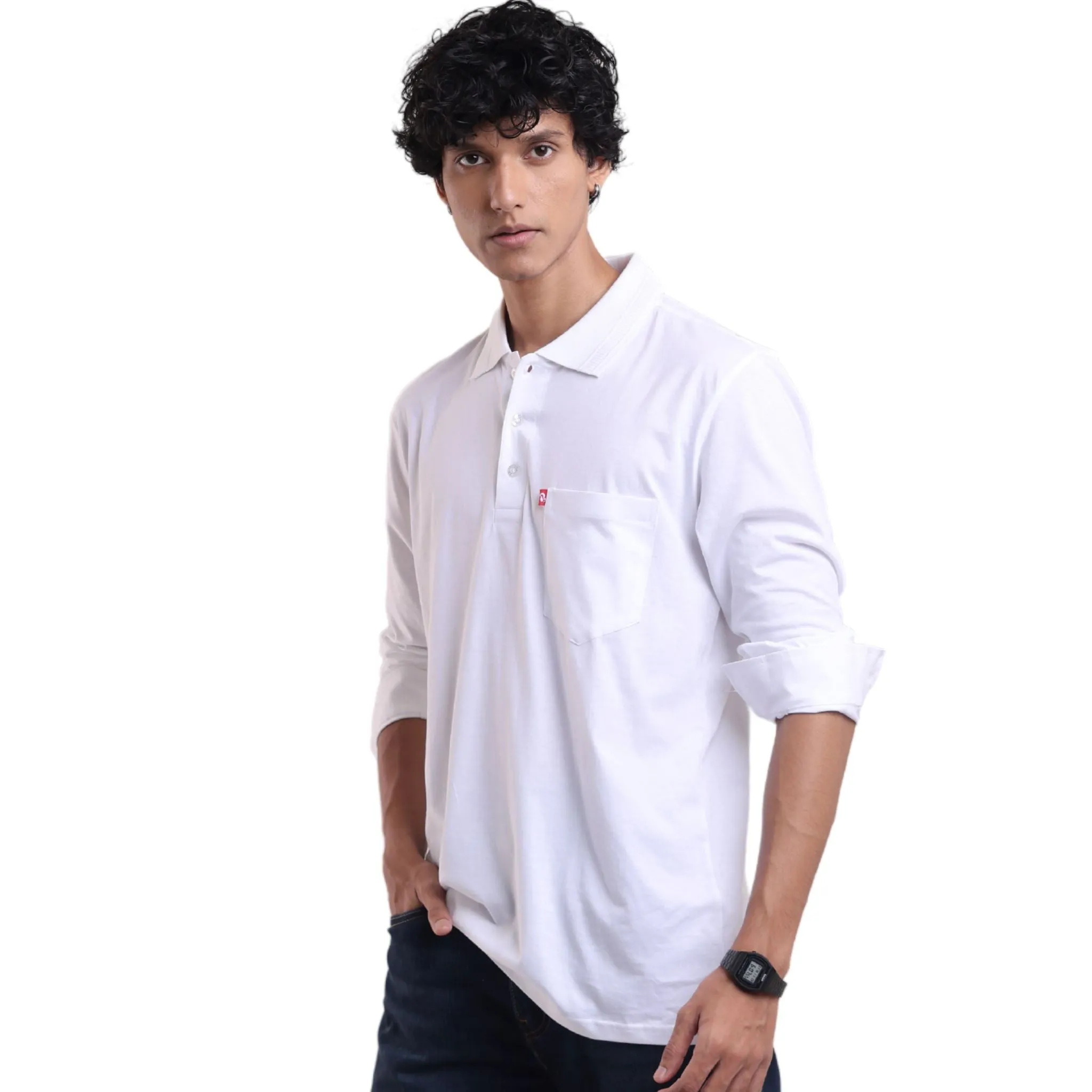 Feather Touch Cloud Cuffed Polo