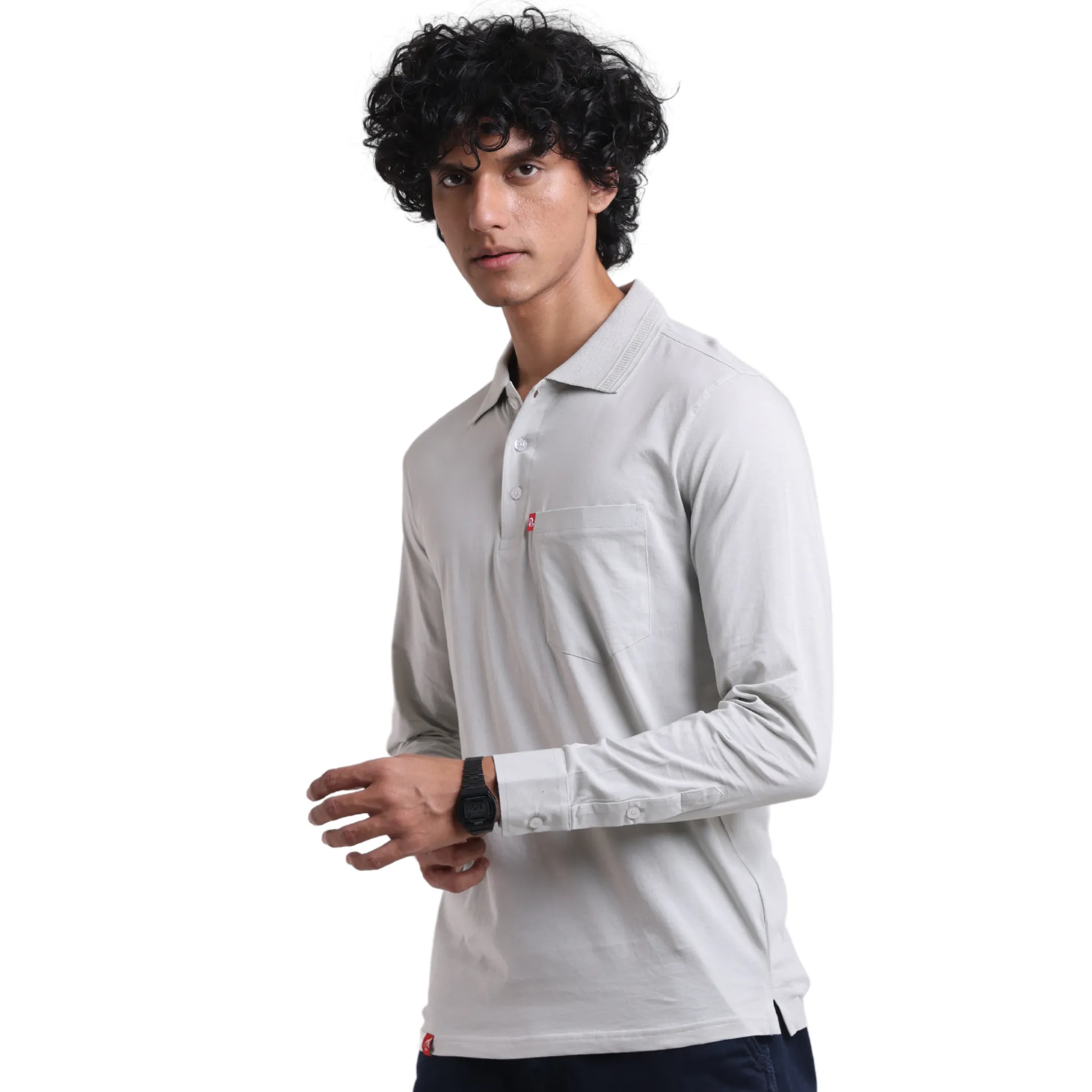 Feather Touch Cloud Cuffed Polo