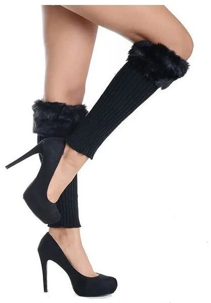 Fourever Funky Women's Solid Color Furry Faux Leg Warmer