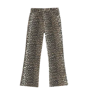 GANNI Leopard Print Denim Betzy Cropped Jeans