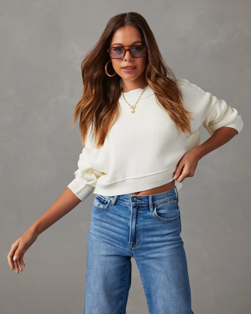 Girls Day Out Cropped Pullover Sweater