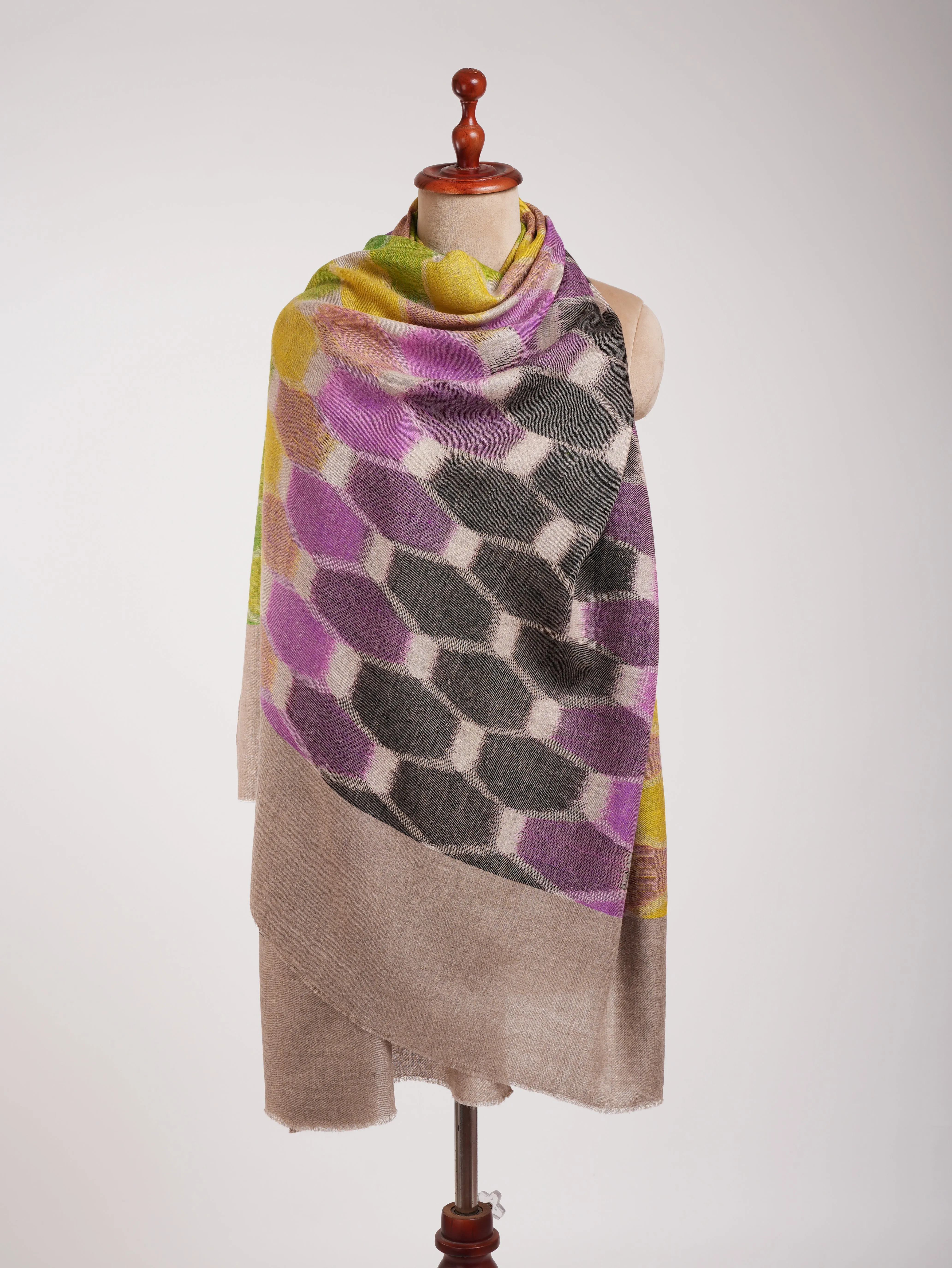 Handwoven Ikat Original Kashmiri Pashmina Shawl