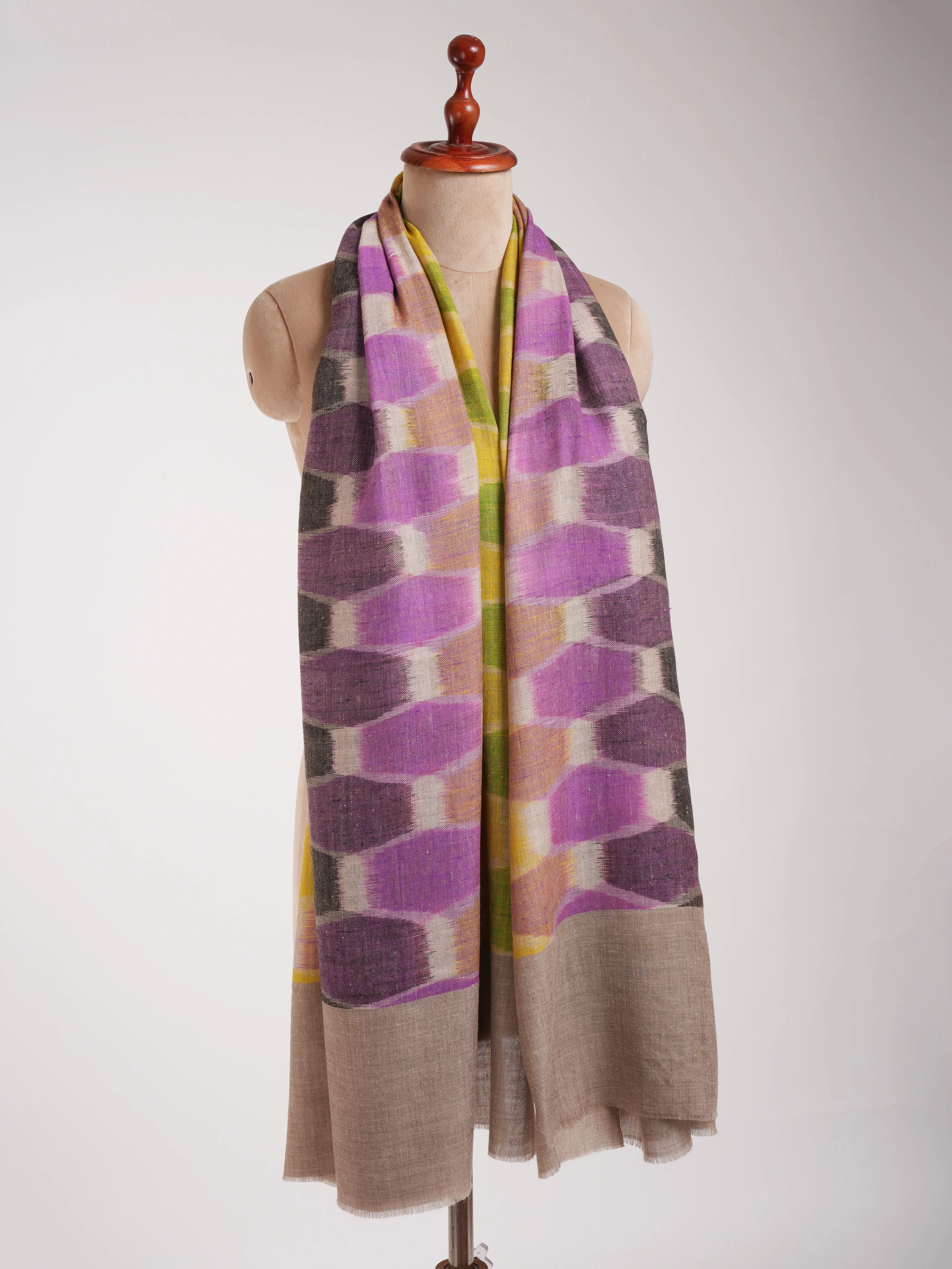 Handwoven Ikat Original Kashmiri Pashmina Shawl